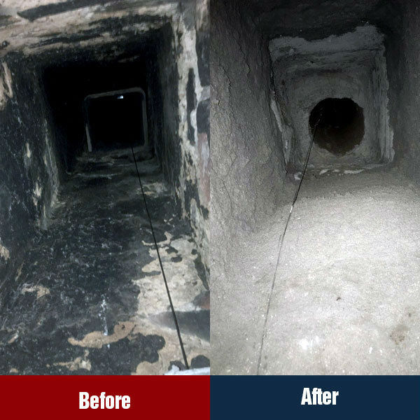 Winstons Chimney Original Photo of Smoking Chamber Parging Before and After Smoking Chamber Parging Before & After
