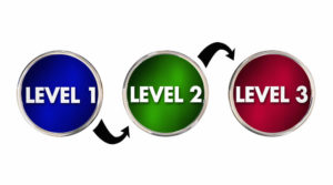 levels 1, 2 and 3 buttons on white background