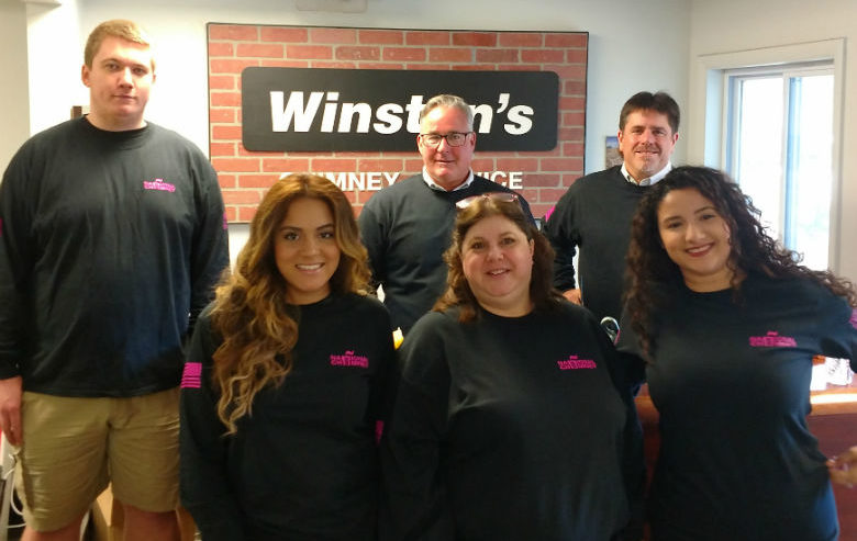 Winstons Chimney Office Staff Wearing Sweep Away Cancer Shirts
