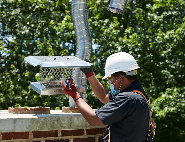 Technician with Chimney Cap