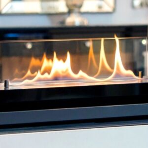 photo of modern gas fireplace with flames