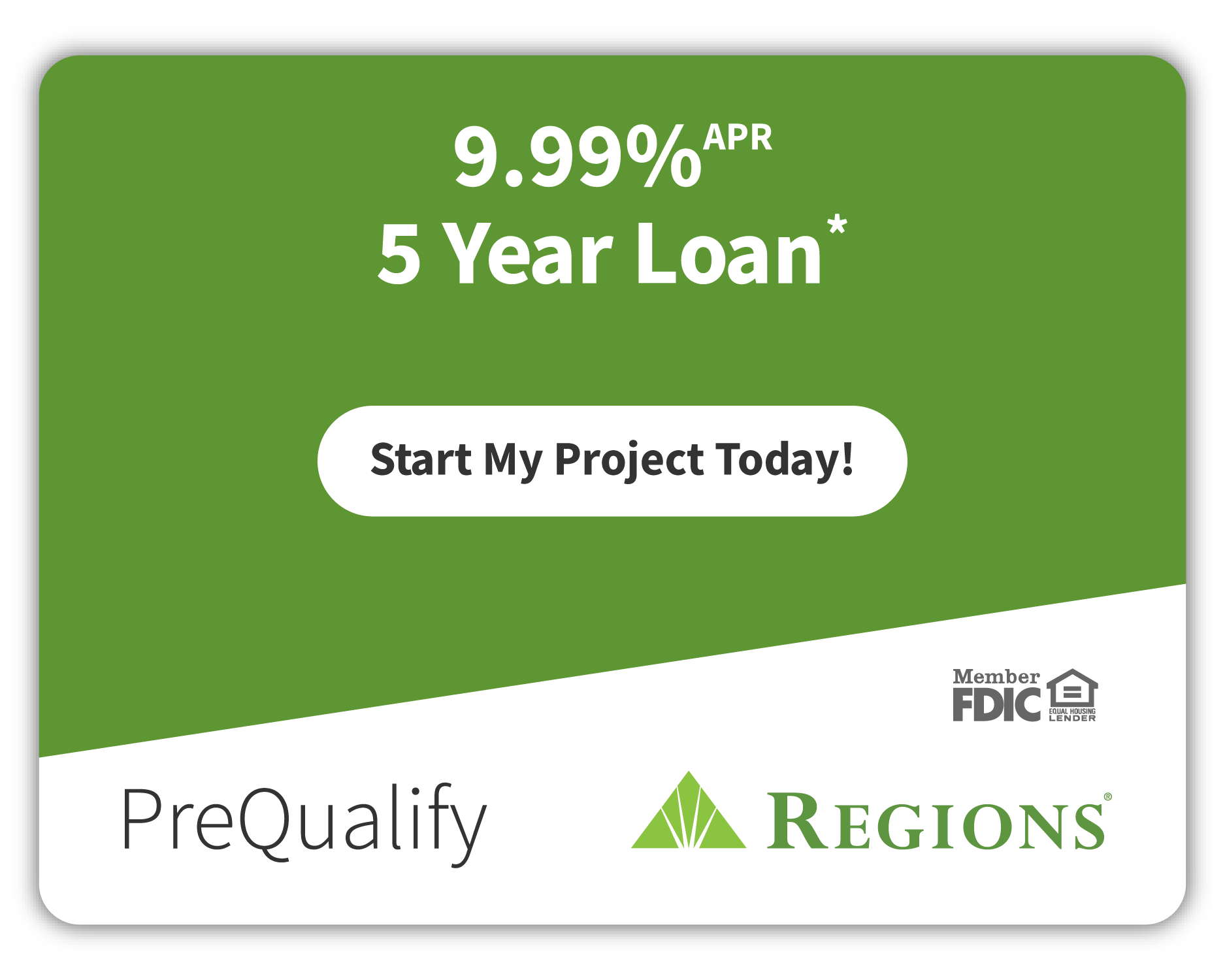 Winston's Financing Option, offering a 5-year loan for 9.99% APR through Regions.